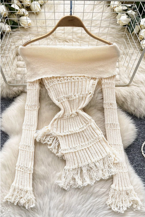The Nocturne Fringe Off-Shoulder Knit