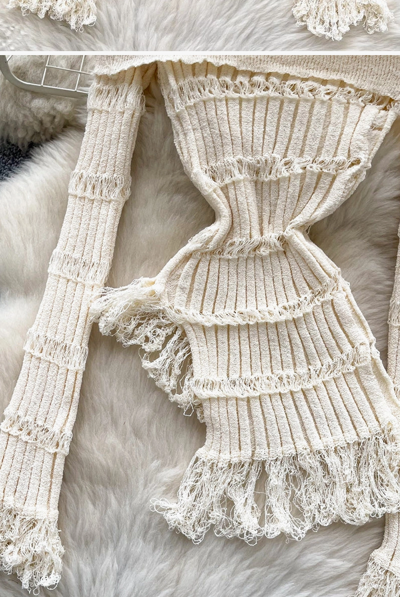 The Nocturne Fringe Off-Shoulder Knit